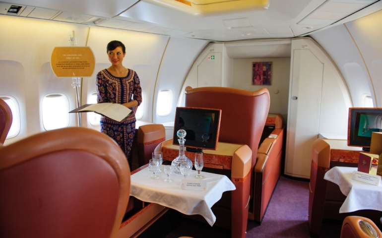 First class cabin in Singapore Airlines