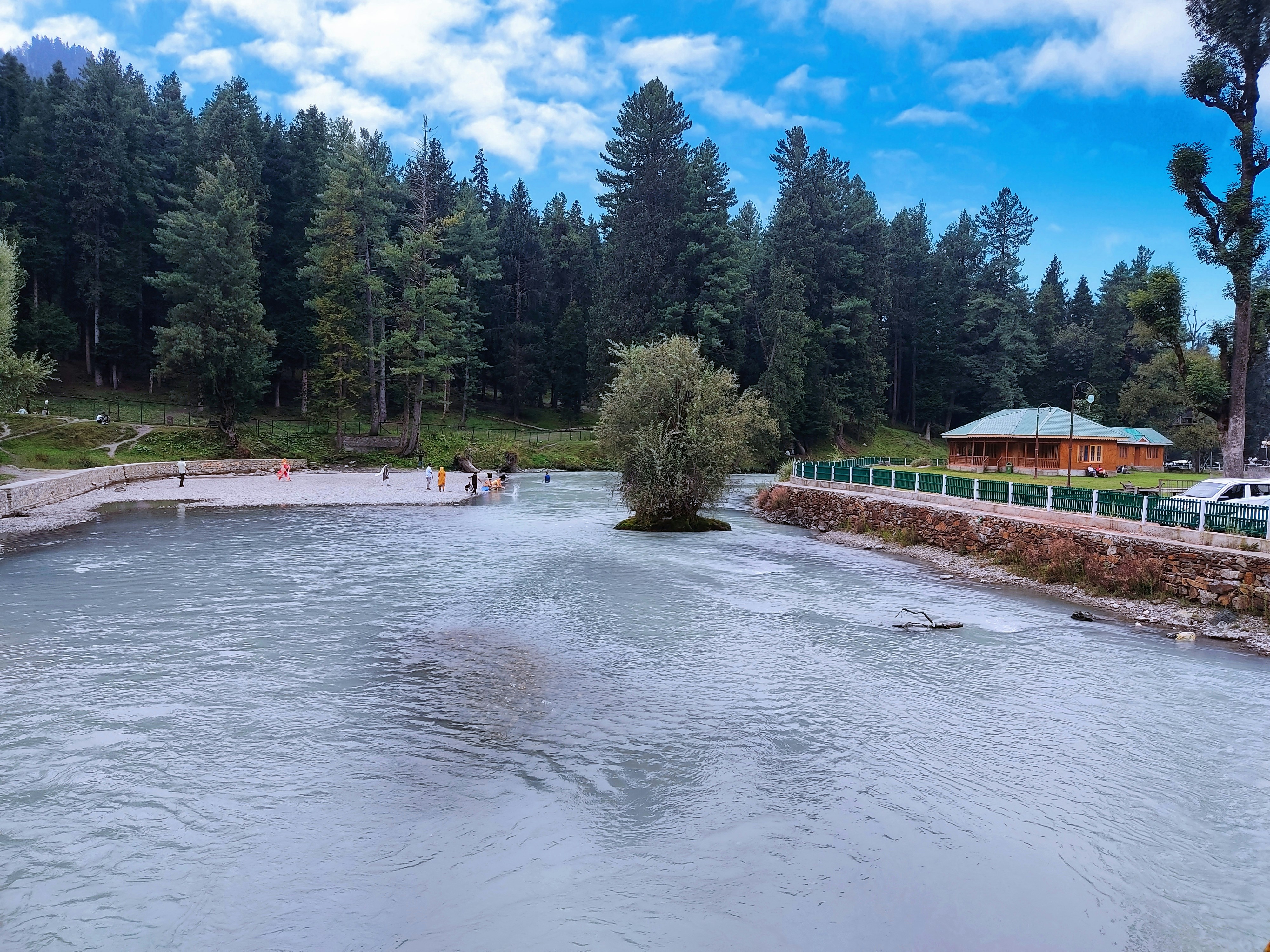 Flowing water of a river in beautiful Betaab Valley of Kashmir