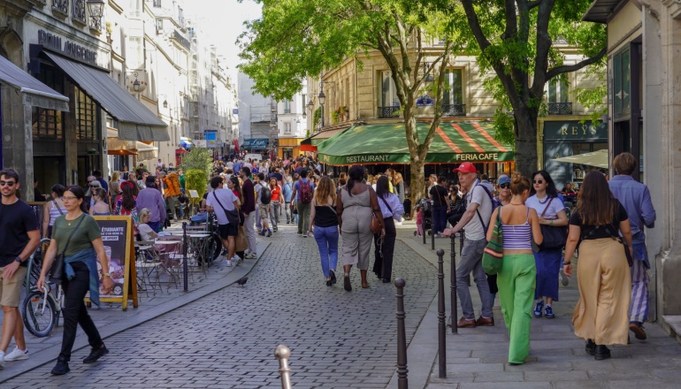 Busy Street in France
