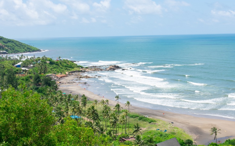 View of Vagator Beach from Chapora Fort.