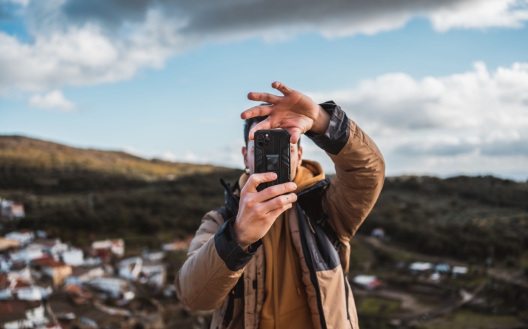 Man clicking photos