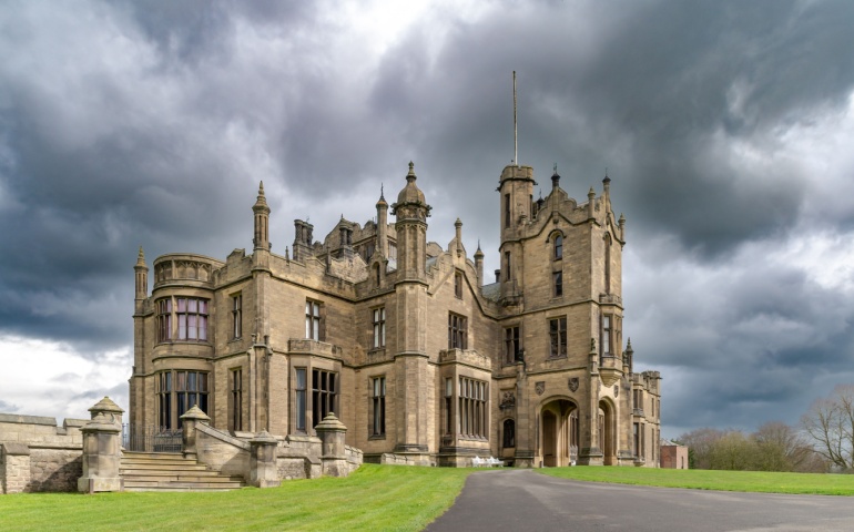 A view of the facade of Allerton Castle