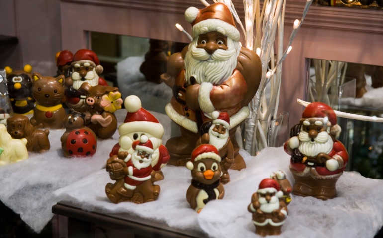 Belgian Christmas chocolates in Bruges