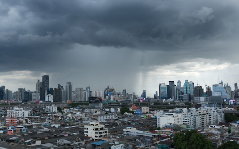 Thunderstorm clouds over Bangkok Metropolis.