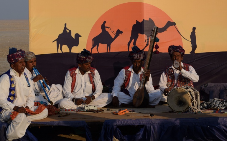 Musicians performing at Rann Utsav