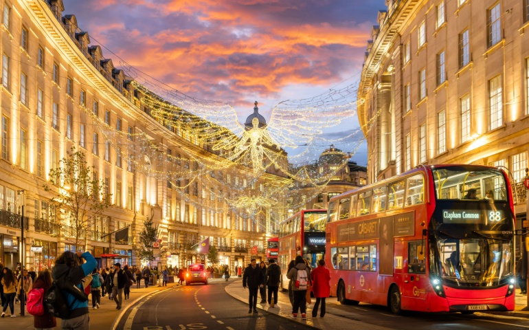 London's decorated streets in December