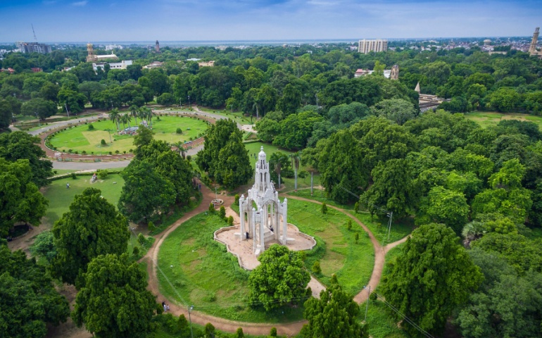 An aerial view of Chandrashekhar Azad Park